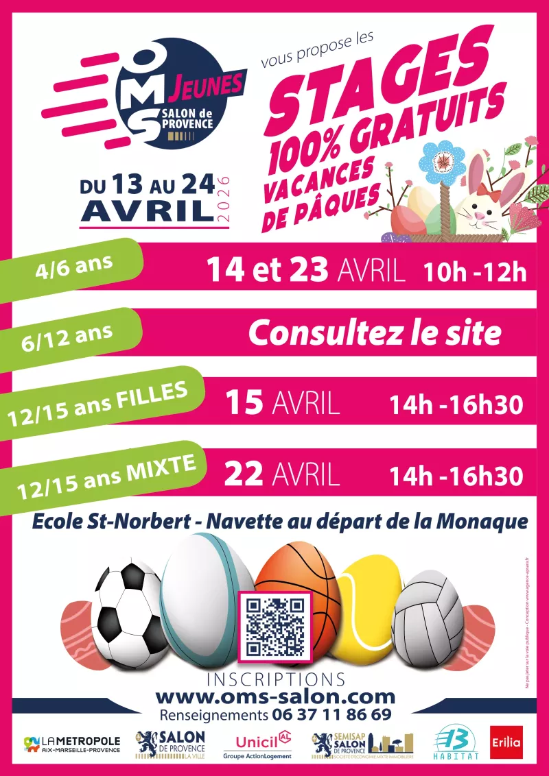 Stages 100 % gratuits des vacances de Pâques 2026