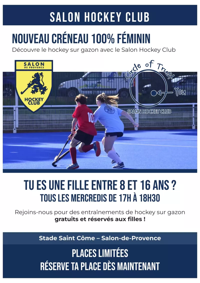 Hockey Sur Gazon 100% Féminin - Tous les mercredis de 17h à 18h30 - Inscription à faire toutes les semaines souhaitées Hockey Sur Gazon 100% Féminin - Tous les mercredis de 17h à 18h30 - Inscription à faire toutes les semaines souhaitées