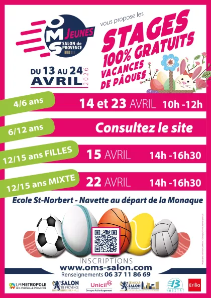 Stages 100 % gratuits des vacances de Pâques 2026