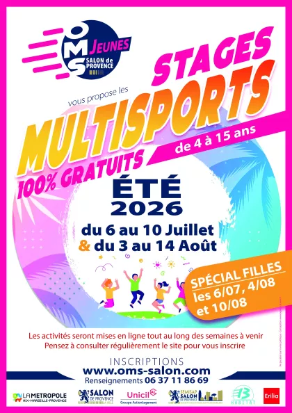 Stages multisports 100 % gratuits des vacances d'été 2026
